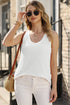 Scoop Neck Waffle Knit Flowy Vest
